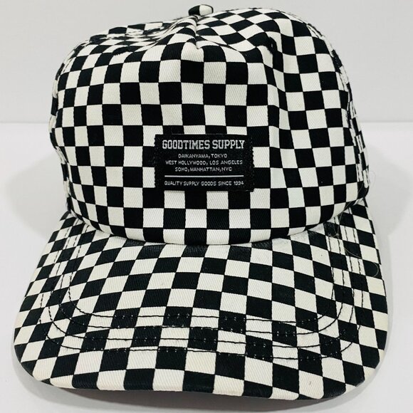 Checkered Black & White Snapback Hat By Goodtimes Supply - Picture 1 of 6